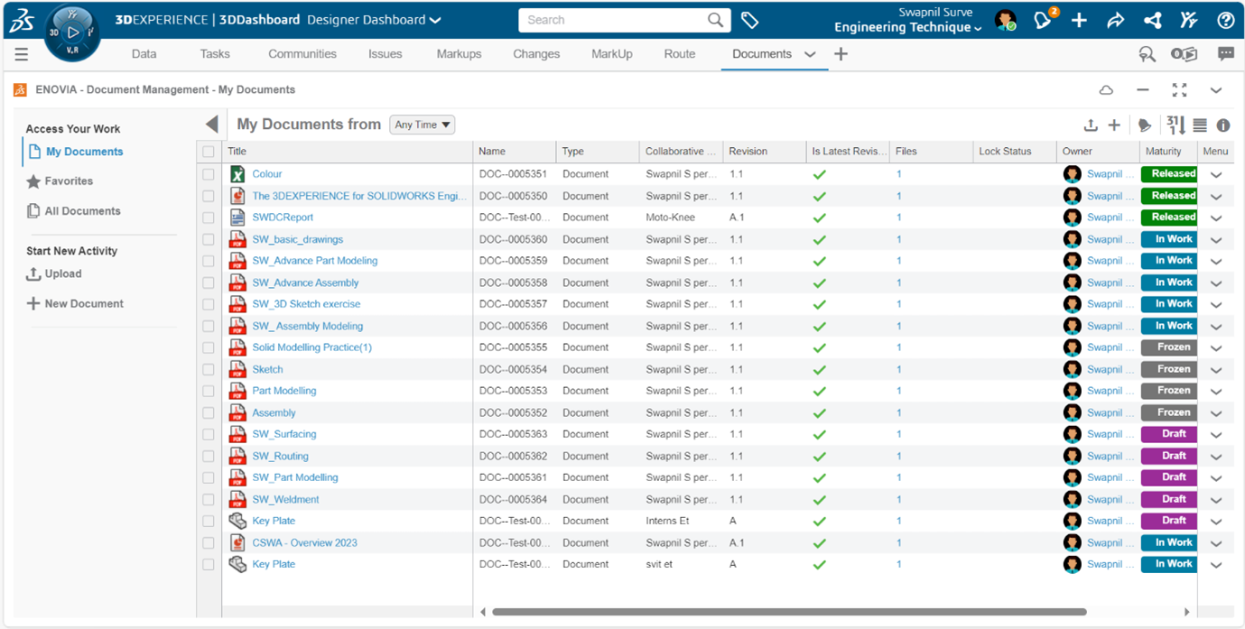 document management interface